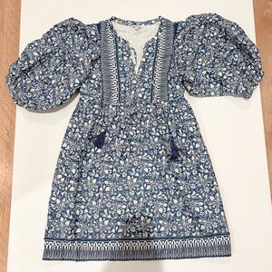 Tyler Boe Navy and White Floral Embroidered Midi Dress